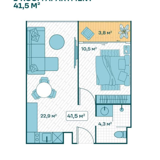 Sun Hills Lakeside, 1 Bedroom - 41.5 m²